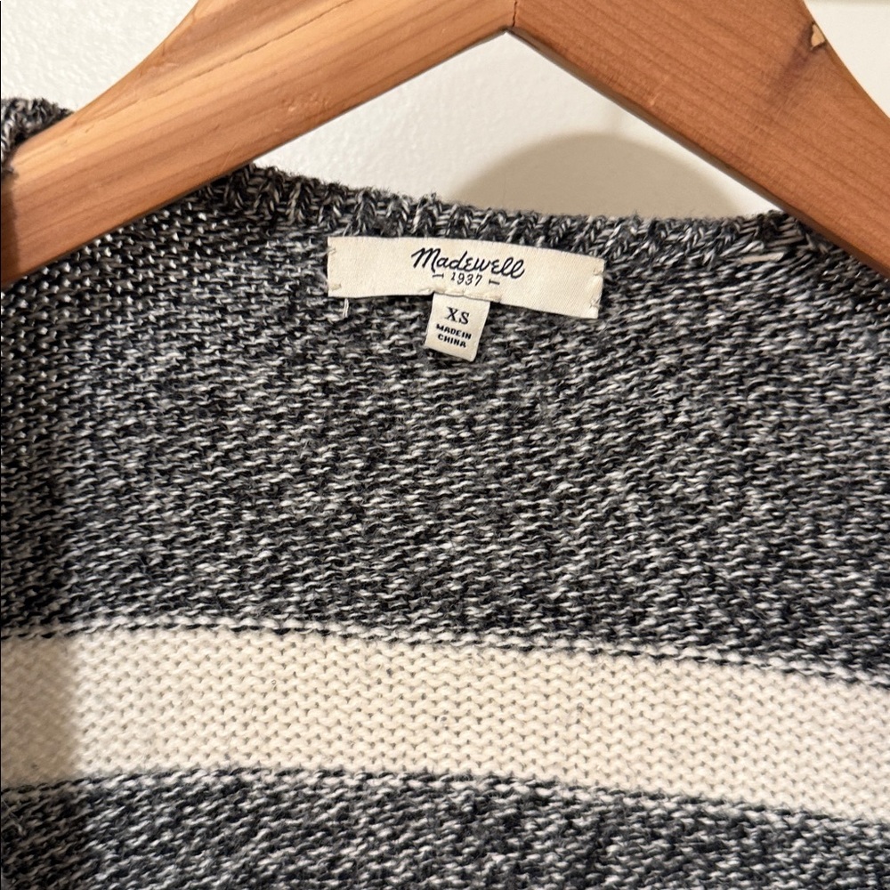 Madewell Charcoal and Cream Striped Cardigan Sz XS - Picture 4 of 8